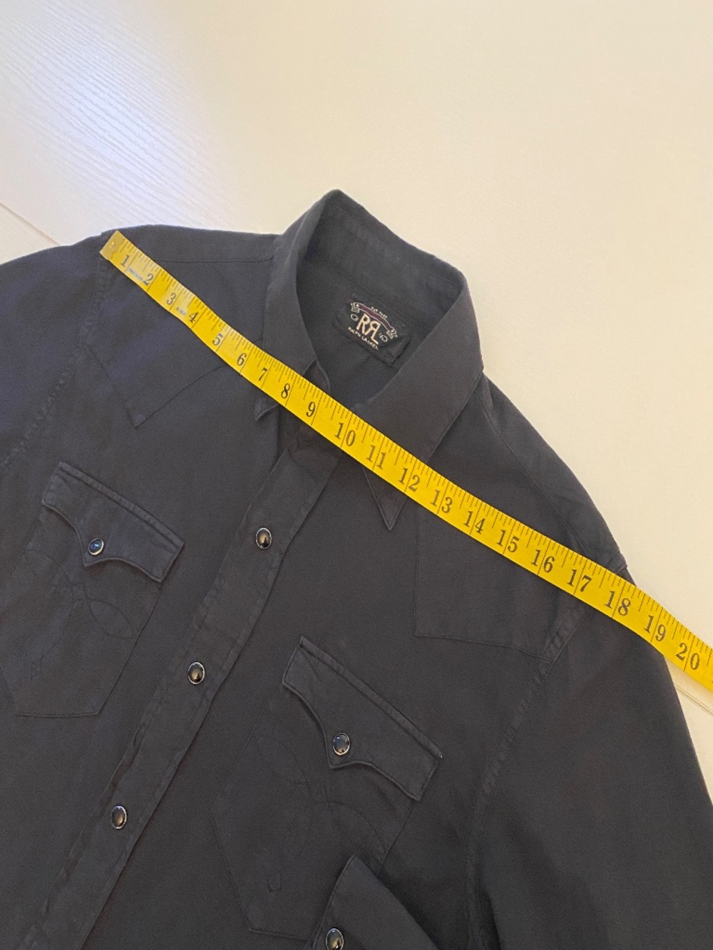RRL Double RL Men's Slim Fit Cotton Twill Western Shirt in Black Size Small - Picture 13 of 14